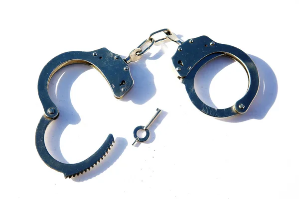Handcuffs Isolated White Background — Stock Photo, Image