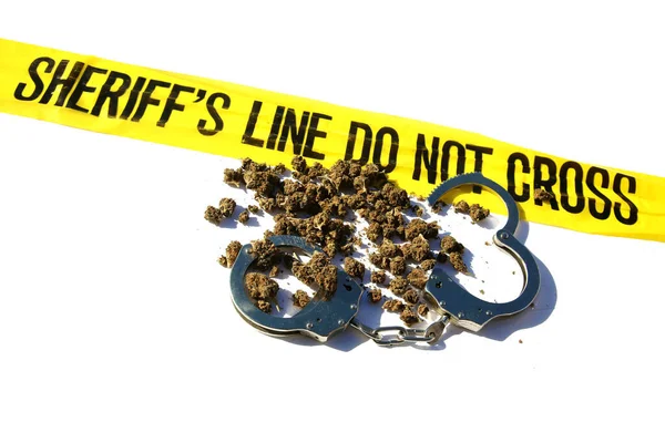 Marijuana Cannabis Marijuana Law Legal Cannabis Use Cannabis Handcuffs Sheriffs — Foto Stock