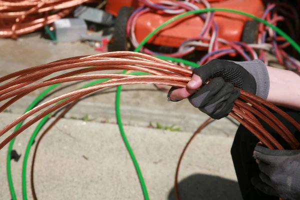 Copper Wire Scrap Old Copper Wire Recycling Non Ferrous Metals — Stock Photo, Image