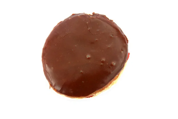 Chocolate Eclairs Con Fresa Crema Aislado Sobre Blanco Espacio Para — Foto de Stock