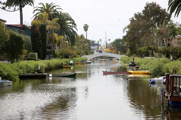 Венеция Калифорния 2023 Исторический Район Венецианского Канала Встроен Жилой Пригород — стоковое фото