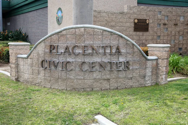 Centro Cívico Placentia Placentia Civic Center Signo Con Pérgola Fuente —  Fotos de Stock