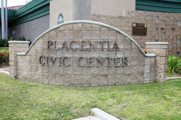 Centro Cívico Placentia Placentia Civic Center Signo Con Pérgola Fuente — Foto de Stock