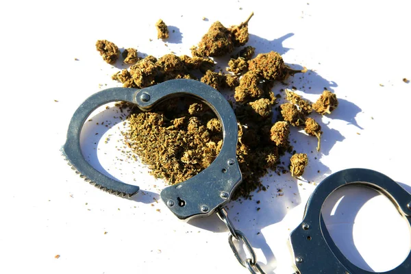 Marihuana Konopí Marihuana Zákon Legální Užívání Konopí Konopí Pouta Šerifové — Stock fotografie