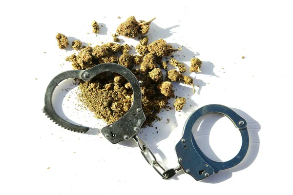 Marihuána Kannabisz Marihuána Törvény Legális Kannabiszhasználat Kannabisz Bilincs Seriff Vonal — Stock Fotó