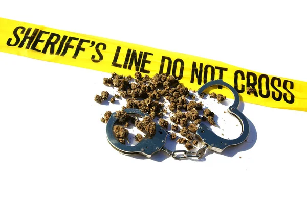 Marijuana Cannabis Marijuana Law Legal Cannabis Use Cannabis Handcuffs Sheriffs — Stockfoto
