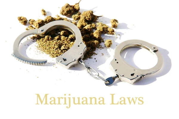 Marihuana Esrar Marihuana Kanun Yasal Esrar Kullanımı Kenevir Kelepçe Şerifler — Stok fotoğraf