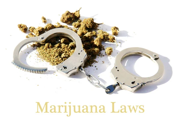 Marijuana Cannabis Marijuana Law Legal Cannabis Use Cannabis Handcuffs Sheriffs — Fotografia de Stock