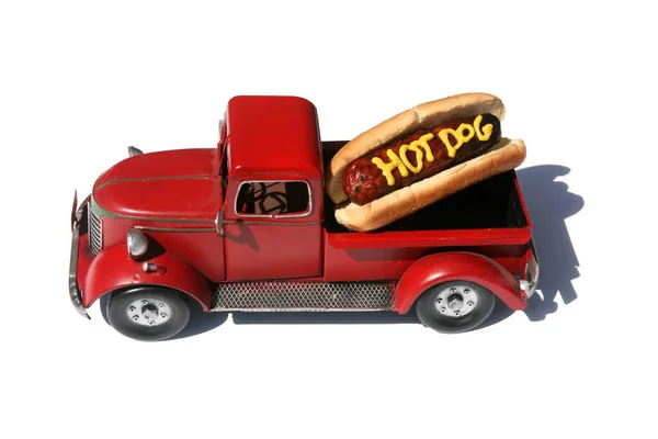 Hotdog Gul Sennep Hotdogs Til Frokost Hot Dog Med Teksten - Stock-foto