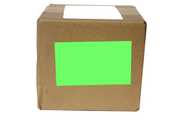 Versandbox Karton Vorhanden Isoliert Auf Weiß Lebende Tiere Transportkiste Paket — Stockfoto