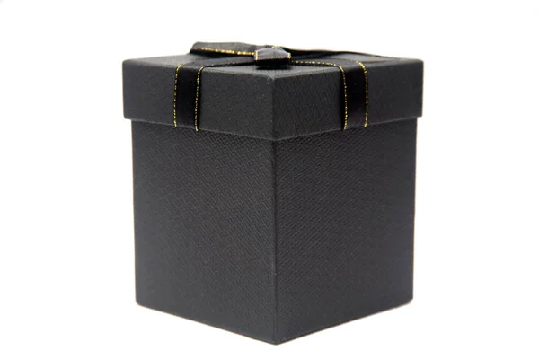 Чорна Подарункова Коробка Ізольована Білому — стокове фото
