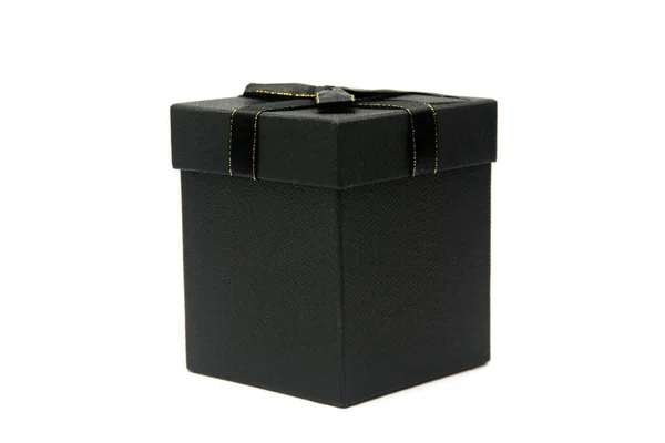 Черный Ящик Подарка Изолирован Белом — стоковое фото