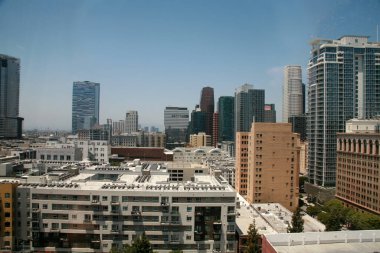 Los Angeles. California - USA - May 18, 2023: Down Town Los Angeles California. View of LA from the roof of a 14 story building. The Urban Jungle of LA. Los Angeles is Jam Packed with buildings.