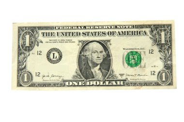 Beyaz üzerinde izole edilmiş bir Amerikan doları.