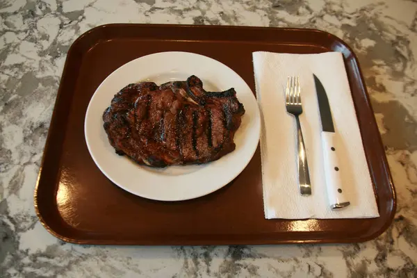 Steak Hovězí Steak Red Meat Šťavnatý Steak Hovězího Žebra Grilovaný — Stock fotografie