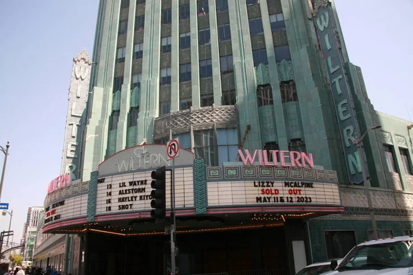 Los Angeles May Kilátás Pellissier Épületre Wiltern Színházközpontra Egy Műemlék — Stock Fotó
