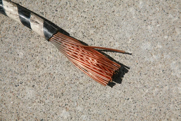 Cable Cobre Chatarra Alambre Cobre Viejo Para Reciclar Metales Ferrosos — Foto de Stock