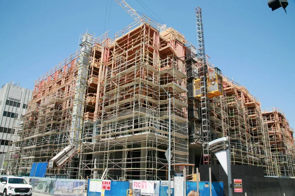 Long Beach Kalifornia Usa Kwietnia 2023 Plac Budowy Duży Budynek — Zdjęcie stockowe