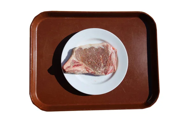 ステーキだ 生ステーキ 太切り生ステーキ テキスト用の部屋 バーベキューのための肉 — ストック写真
