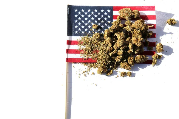 Cannabis Legal Marijuana Marijuana Buds American Flag Female Marijuana Flowers — Stock fotografie