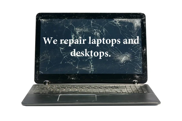 Laptop Mit Kaputtem Und Geknacktem Bildschirm Isoliert Auf Weiß Raum — Stockfoto