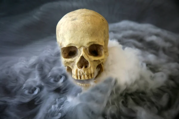 Crâne Humain Crâne Humain Effrayant Fumée Crâne Humain Maléfique Cannibalisme — Photo