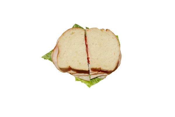 Truthahnsandwich Sandwich Mit Truthahn Käse Salat Tomaten Mayonnaise Und Senf — Stockfoto