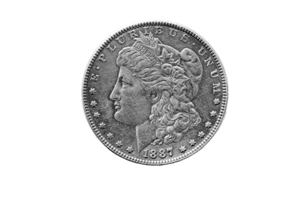 1887年 モルガン シルバー ドルが100年以上前にフィラデルフィア造幣所で鋳造された — ストック写真