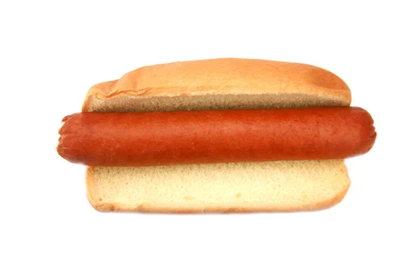 Hot Dog Con Salchicha Aislada Sobre Fondo Blanco —  Fotos de Stock