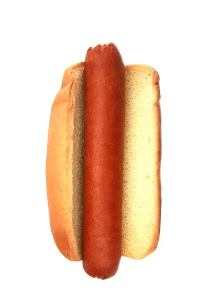 Hot Dog Con Salchicha Aislada Sobre Fondo Blanco —  Fotos de Stock
