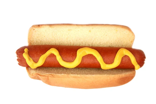 Hot Dog Sausage Mustard Isolated White Background — Stock Photo, Image