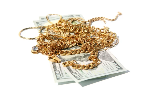 Gold Goldschmuck Cash Für Gold Alter Und Zerbrochener Goldschmuck Steht — Stockfoto