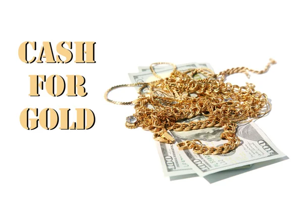 Gold Gold Jewelry Cash Gold Old Broken Golden Jewelry Sale — Stock Photo, Image