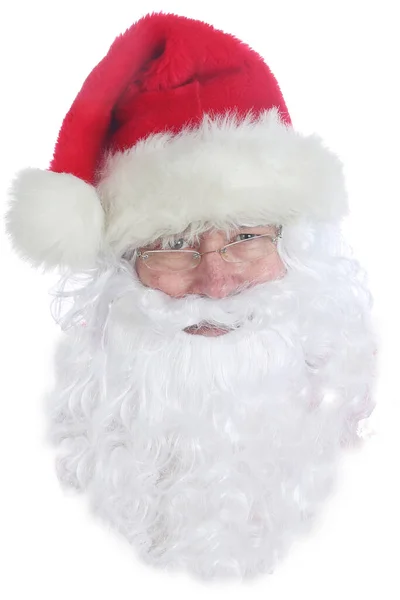 Vánoce Santa Hlava Izolované Bílém Pozadí — Stock fotografie