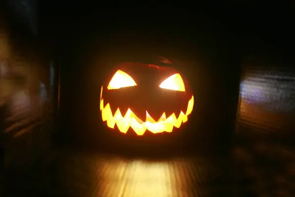 Lanterna Jack Abóbora Halloween Abóbora Halloween Brilhante Isolada Preto Halloween — Fotografia de Stock