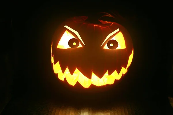 Jack Lyktan Halloween Pumpa Glödande Halloween Pumpa Isolerad Svart Halloween — Stockfoto