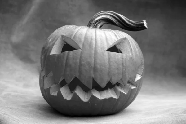 Halloween Een Halloween Pompoen Een Enge Jack Lantaarn Halloween Gesneden — Stockfoto