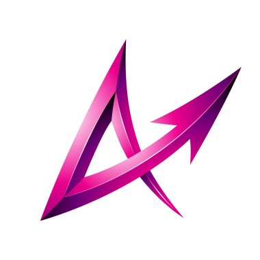 Kabartmalı Magenta Ok Oku Görünümü Beyaz Arkaplan üzerinde izole edilmiş A Harfi