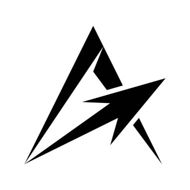 Dikenli Üçgen Siyah Harf A ve Ok 'un Beyaz Arkaplan' da izole edilmesi