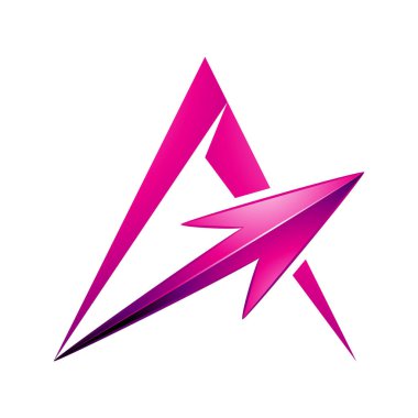 Dikenli Üçgen Harf A 'nın Beyaz Arkaplanda izole edilmiş bir Magenta Oku.