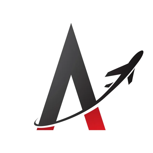 白を基調とした黒と赤の文字Aと飛行機のイラスト — ストックベクタ