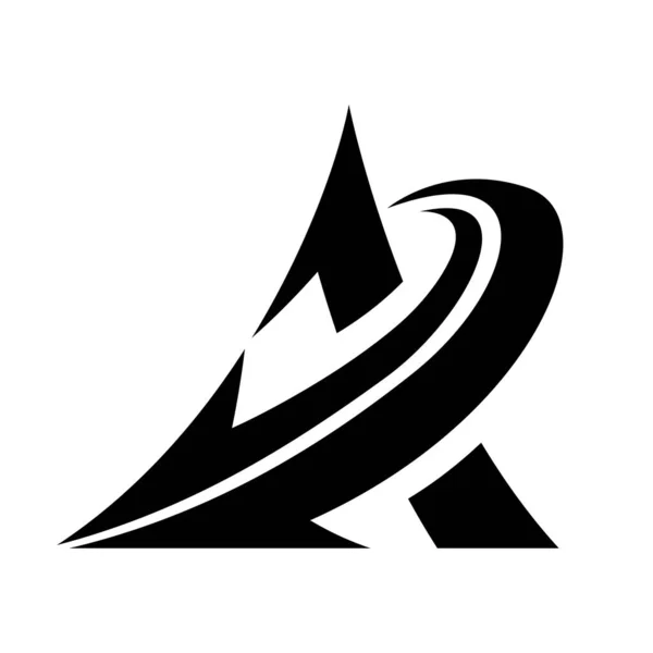 白い背景に矢印が隔離された湾曲した黒の三角形のイラスト — ストックベクタ
