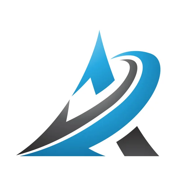 Ilustración Del Triángulo Curvo Azul Negro Con Una Flecha Aislada — Vector de stock
