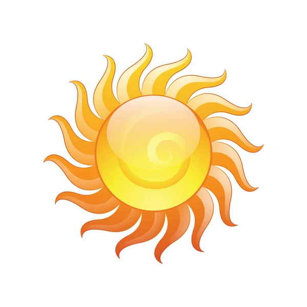 Ilustración Curvas Sol Amarillo Brillante Icono Con Una Espiral Aislada — Vector de stock