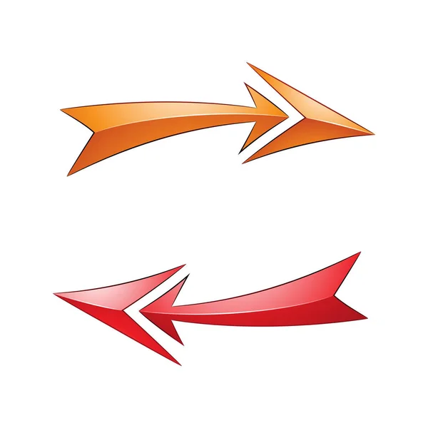 Illustrasjon Glossy Refresh Arrows Oransje Rød Farge Isolert Hvit Bakgrunn – stockvektor