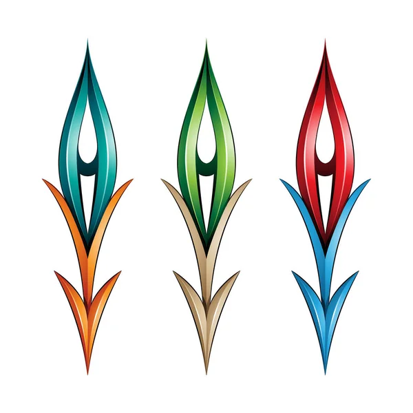 Illustratie Van Plantaardige Glanzende Spiky Pijlvormen Groen Beige Blauwe Kleuren — Stockvector