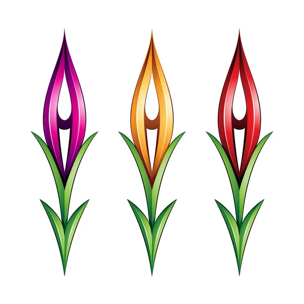 Illustrazione Forme Freccia Lucida Simile Quella Vegetale Colori Giallo Rosso — Vettoriale Stock