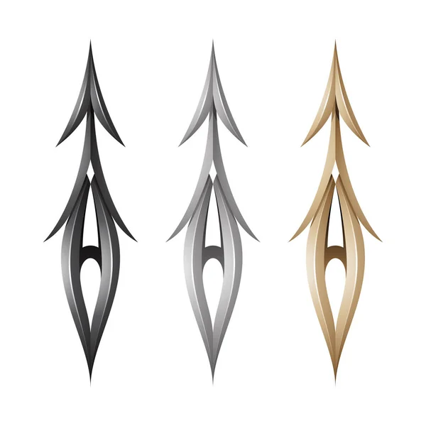 Illustratie Van Plant Achtige Spiky Arrow Shapes Black Beige Grey — Stockvector