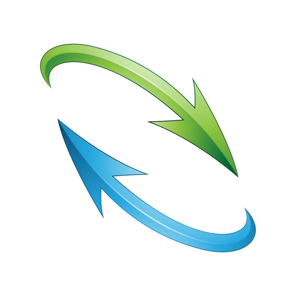 Illustratie Van Vernieuwen Recycle Pijlen Blauwe Groene Kleuren Geïsoleerd Een — Stockvector