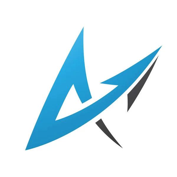 Ilustração Spiky Arrow Shaped Letter Cores Azul Preto Isolado Fundo — Vetor de Stock